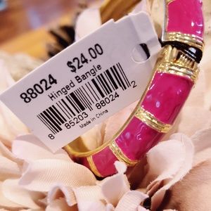 Hinged Fuschia Enamel Bracelet